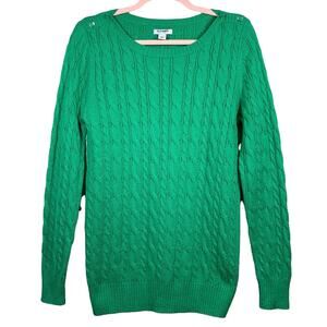 OLD NAVY Green Cable Knit Long Sleeve Crew Neck Sweater Medium